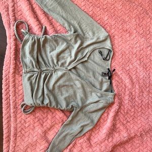 Long sleeve button up green top